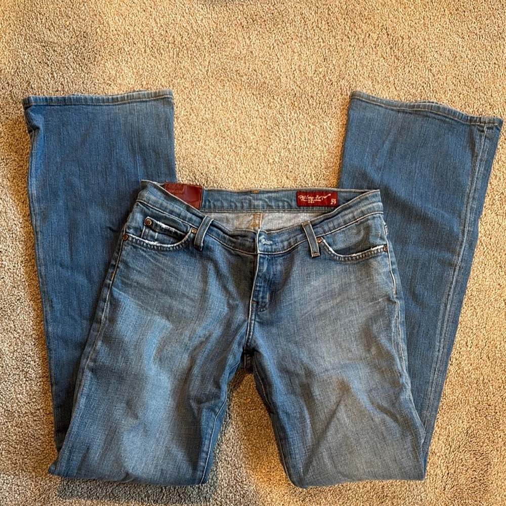 Blue 2 vintage Blue Denim Jeans low rise slight flare leg 29
